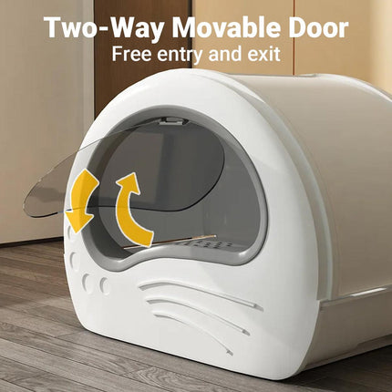 Large Fully Enclosed Cat Litter Box Pet Toilet Odour Control Easy Clean Tray