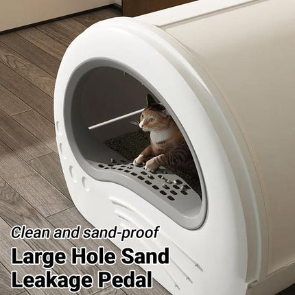 Large Fully Enclosed Cat Litter Box Pet Toilet Odour Control Easy Clean Tray