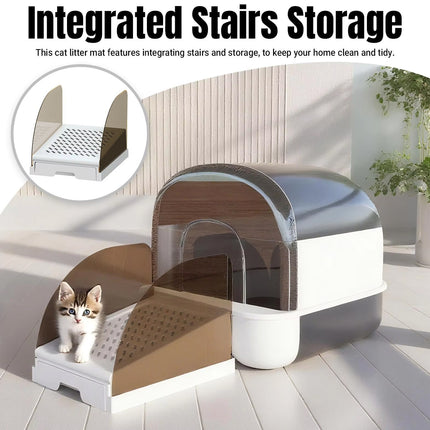 Cat Litter Box Ramp Anti Litter Tracking Non Slip Pet Kitty Accessory Easy Clean