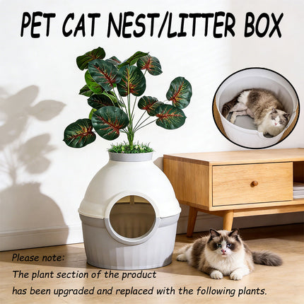 2 in 1 Cat Bed and Litter Box Flower Pot Style for Indoor Pet House Toilet