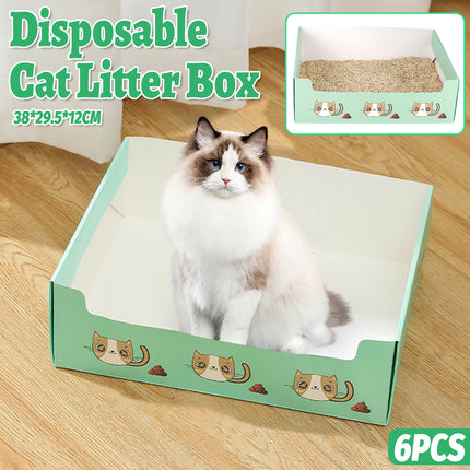 6PCS Foldable Cat Litter Box Disposable Toilet Tray For Outdoor Travel Cleaning