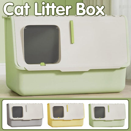 Large Fully Enclosed Cat Litter Box with Lid Odor Control Litter Pan for Cats
