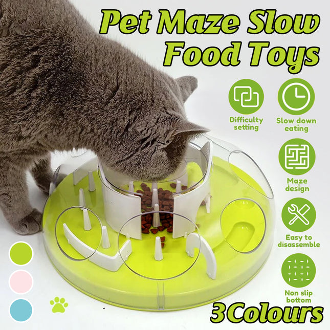 Cat Maze Slow Feeder Bowl Interactive Pet Food Dispenser Toy Anti Gulping Feeder