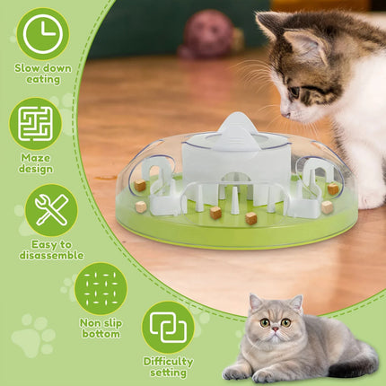 Cat Maze Slow Feeder Bowl Interactive Pet Food Dispenser Toy Anti Gulping Feeder