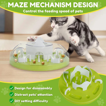 Cat Maze Slow Feeder Bowl Interactive Pet Food Dispenser Toy Anti Gulping Feeder