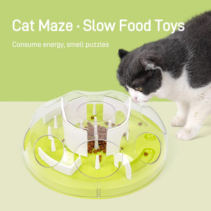 Cat Maze Slow Feeder Bowl Interactive Pet Food Dispenser Toy Anti Gulping Feeder