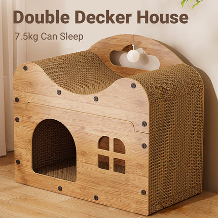 2 in 1 Cat Bed Cat Scratcher Cat House Kitten Sleeping Bed Pet Furniture Cat