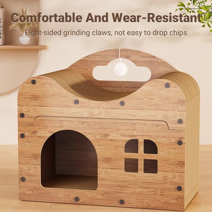 2 in 1 Cat Bed Cat Scratcher Cat House Kitten Sleeping Bed Pet Furniture Cat
