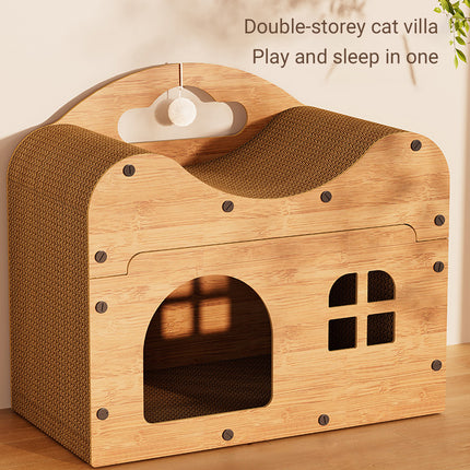 2 in 1 Cat Bed Cat Scratcher Cat House Kitten Sleeping Bed Pet Furniture Cat