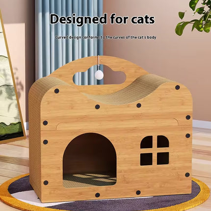 2 in 1 Cat Bed Cat Scratcher Cat House Kitten Sleeping Bed Pet Furniture Cat