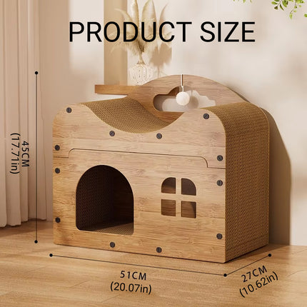2 in 1 Cat Bed Cat Scratcher Cat House Kitten Sleeping Bed Pet Furniture Cat