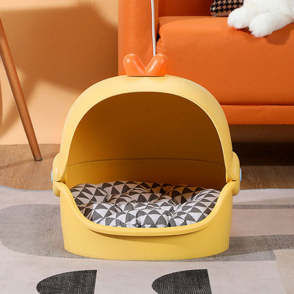 Cat Bed Semi Enclosed Design with Removable Soft Pad Cozy Pet Sleeping Nest