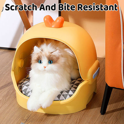 Cat Bed Semi Enclosed Design with Removable Soft Pad Cozy Pet Sleeping Nest