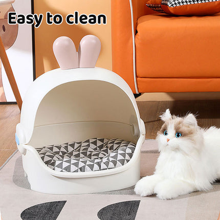 Cat Bed Semi Enclosed Design with Removable Soft Pad Cozy Pet Sleeping Nest