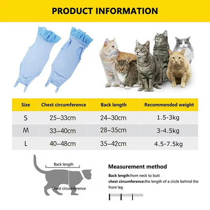 Cat Recovery Suit Post Surgery Onesie Lace Collar Adjustable Polyester S M L