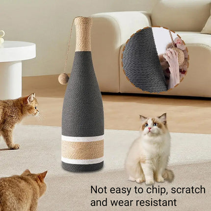 Vertical Cat Claw Wine Bottle Toy Kitten Scratcher Interactive Pet Play Chew Fun