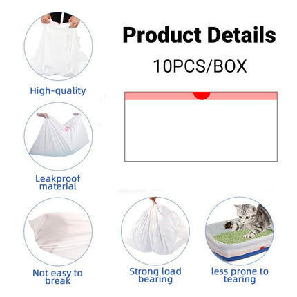 10 PCS Disposable Pet Waste Bags Cat Litter Bags Thickened Heavy Duty Leakproof