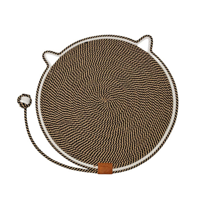 Cat Scratcher Mat Cotton Rope Round Cat Ear 43cm Teaser Ball Pet Scratch Pad
