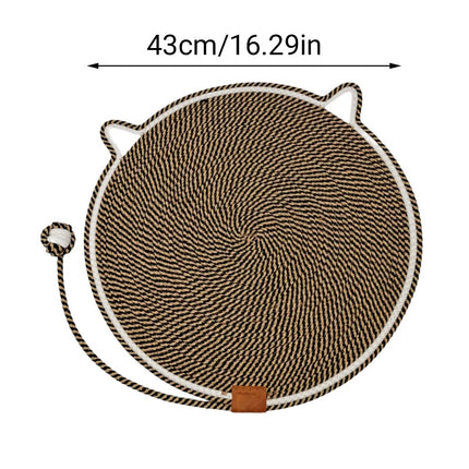 Cat Scratcher Mat Cotton Rope Round Cat Ear 43cm Teaser Ball Pet Scratch Pad