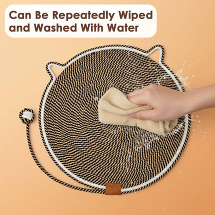 Cat Scratcher Mat Cotton Rope Round Cat Ear 43cm Teaser Ball Pet Scratch Pad