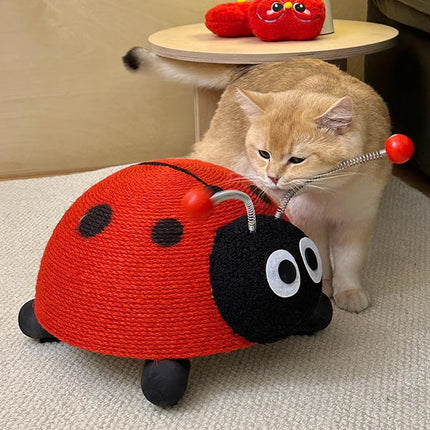Sisal Cat Scratching Board Toy Ladybug Design Wear Resistant Cat Scratch Post