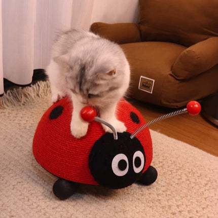 Sisal Cat Scratching Board Toy Ladybug Design Wear Resistant Cat Scratch Post