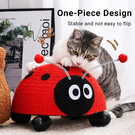 Sisal Cat Scratching Board Toy Ladybug Design Wear Resistant Cat Scratch Post
