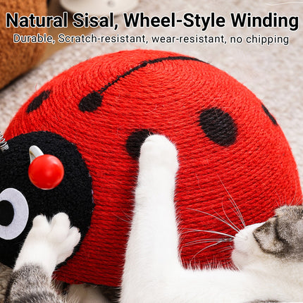 Sisal Cat Scratching Board Toy Ladybug Design Wear Resistant Cat Scratch Post