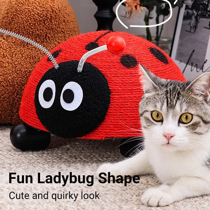 Sisal Cat Scratching Board Toy Ladybug Design Wear Resistant Cat Scratch Post
