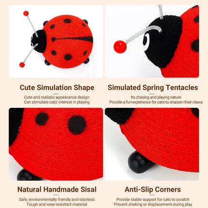 Sisal Cat Scratching Board Toy Ladybug Design Wear Resistant Cat Scratch Post