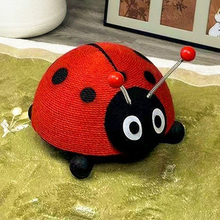Sisal Cat Scratching Board Toy Ladybug Design Wear Resistant Cat Scratch Post