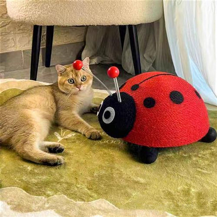 Sisal Cat Scratching Board Toy Ladybug Design Wear Resistant Cat Scratch Post