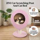 Pink Elevated Cat Bed with Sisal Scratching Post Condo
