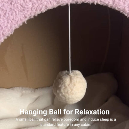 Pink Elevated Cat Bed with Sisal Scratching Post Condo