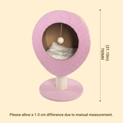 Pink Elevated Cat Bed with Sisal Scratching Post Condo