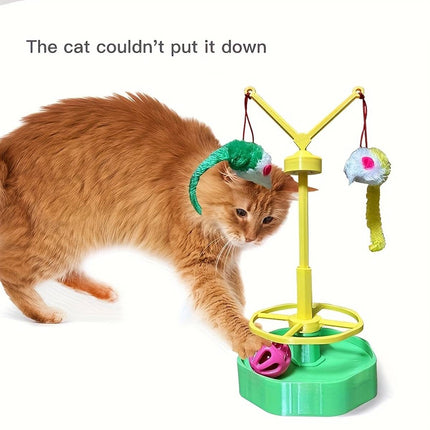 Cat Spinning Wheel Toy with Track Ball and Teasers