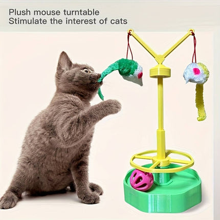 Cat Spinning Wheel Toy with Track Ball and Teasers