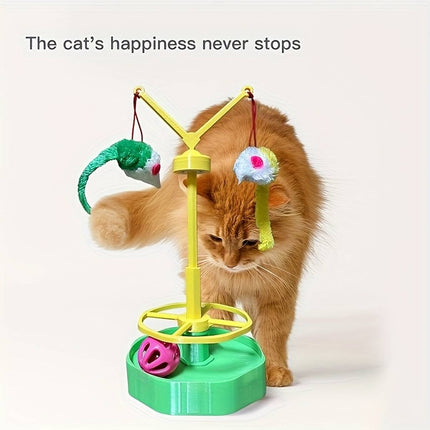 Cat Spinning Wheel Toy with Track Ball and Teasers