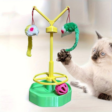 Cat Spinning Wheel Toy with Track Ball and Teasers