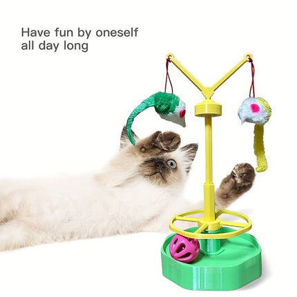 Cat Spinning Wheel Toy with Track Ball and Teasers