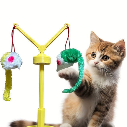 Cat Spinning Wheel Toy with Track Ball and Teasers