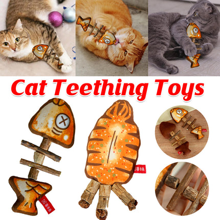 Cat Toy Simulated Fish Bone Simulated Squid Plush Chew Interactive for Cats Play