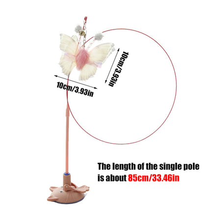 Suction Cup Cat Toy with Butterfly Interactive PVC Teaser Stick for Indoor Cats