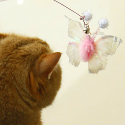 Suction Cup Cat Toy with Butterfly Interactive PVC Teaser Stick for Indoor Cats