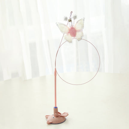 Suction Cup Cat Toy with Butterfly Interactive PVC Teaser Stick for Indoor Cats
