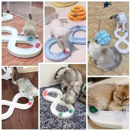 Cat Toys Carousel Teaser Tunnel Kitten Play Fighting Toy Interactive Fun for Cat