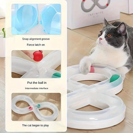 Cat Toys Carousel Teaser Tunnel Kitten Play Fighting Toy Interactive Fun for Cat