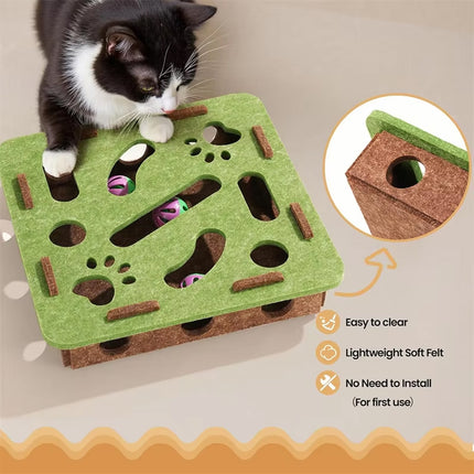 Interactive Felt Maze Toy for Cats Kittens Soft Non Toxic Pet Puzzle Box