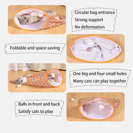 Cat Tunnel Interactive Play Tube Foldable Pet Toy for Kitten Puppy Exercise