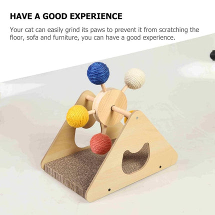 Wooden Ferris Wheel Cat Scratching Board Interactive Cat Toys Pet Play Furniture